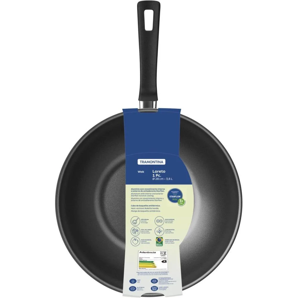 Panela Wok Loreto 28Cm Grafite Tramontina - imagem 4