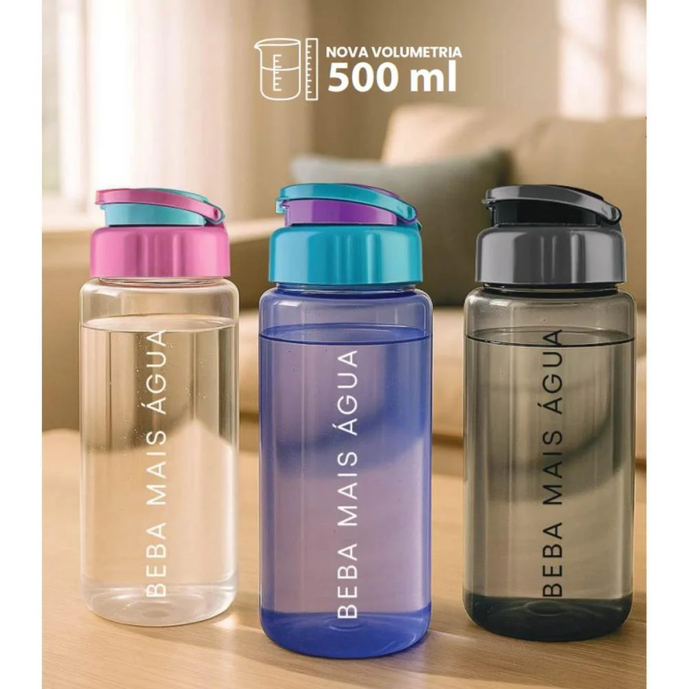 Garrafa Plastica Atenas 500Ml Azul C/Medidor Tiba - imagem 2