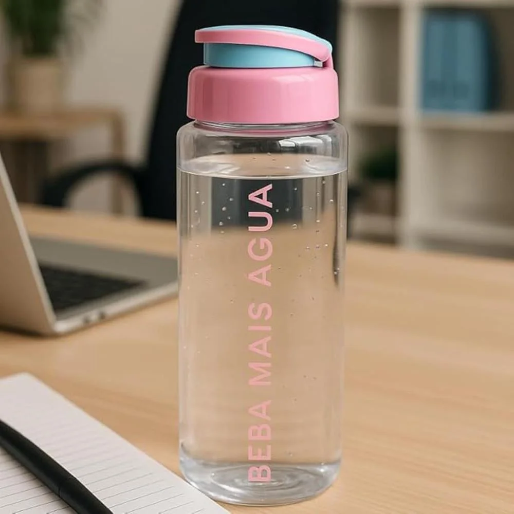 Garrafa Plastica Atenas 500Ml Rosa C/Medidor Tiba - imagem 5
