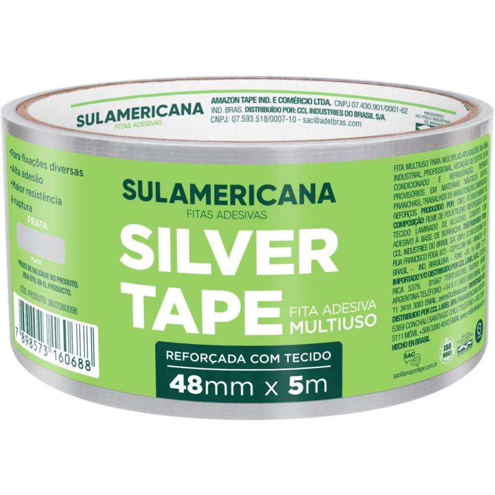 Fita De Alta Resistencia Silver Tape Prata 48Mmx5M. Sulamericana - imagem 4
