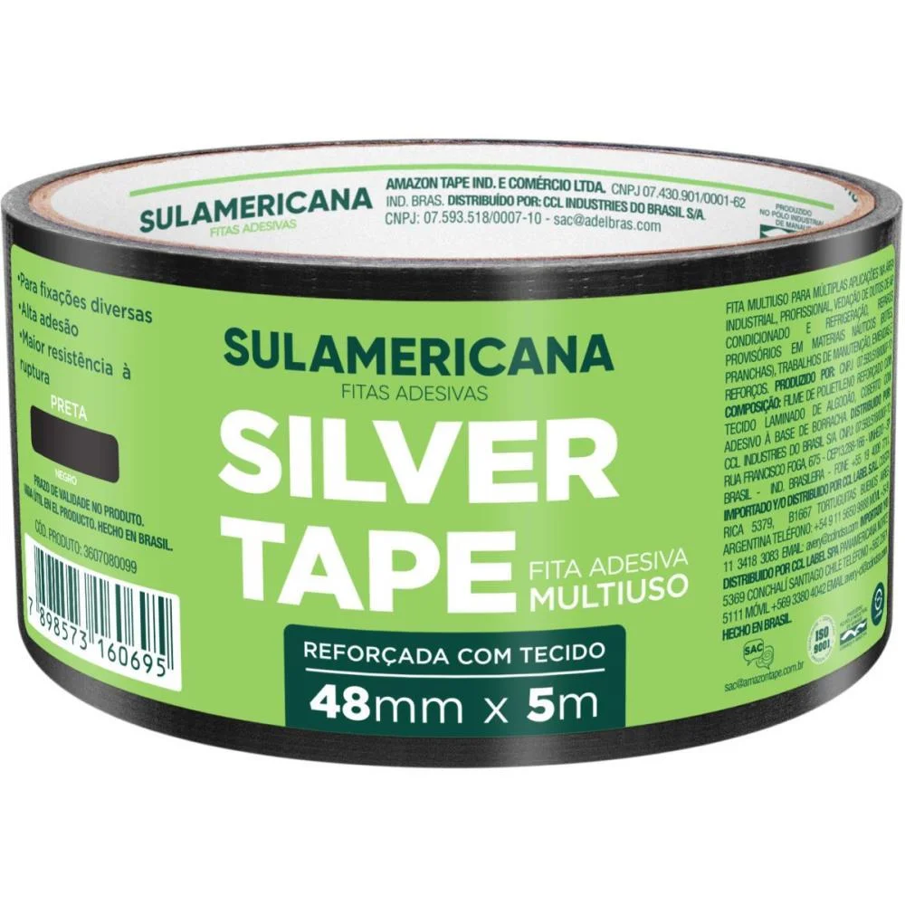Fita De Alta Resistencia Silver Tape Preta 48Mmx5M. Sulamericana - imagem 4