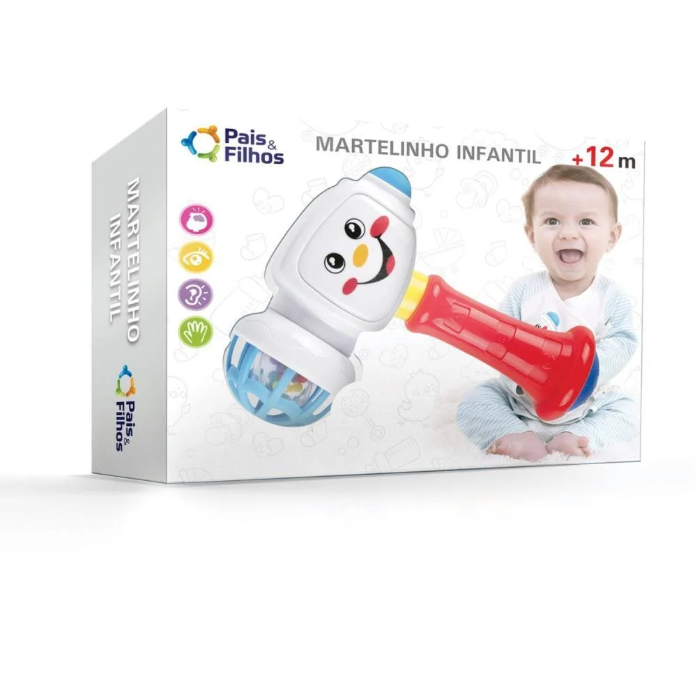 Mordedor E Chocalho Chocalho Martelinho Infantil Pais E Filhos - imagem 4