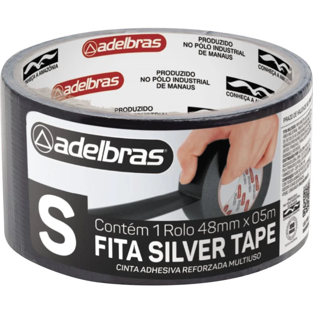 Fita De Alta Resistencia Silver Tape Preta 48Mmx5M Adelbras - imagem 3