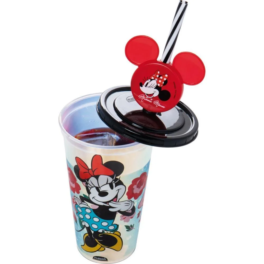 Copo Decorado Minnie Vermelha Fruta Cor 500M Plasutil - imagem 4