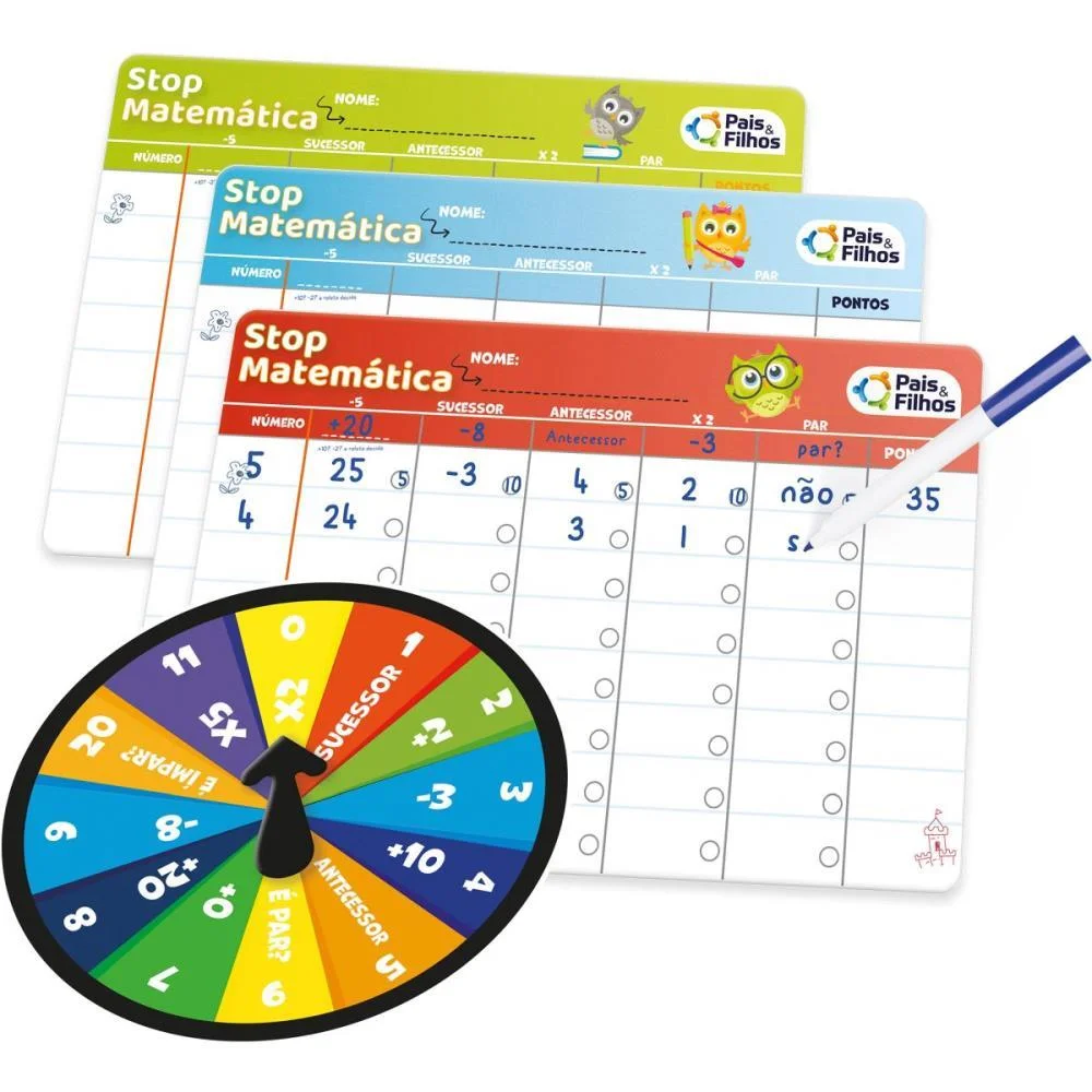 Jogo Diverso Stop Matematica Pais E Filhos - imagem 4