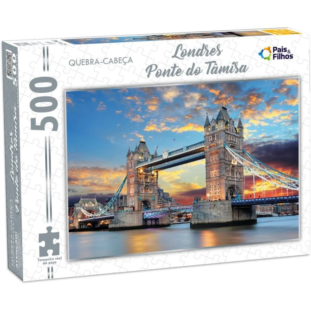 Quebra-Cabeca Cartonado Londres Ponte De Tamisa 500P Pais E Filhos - imagem 4