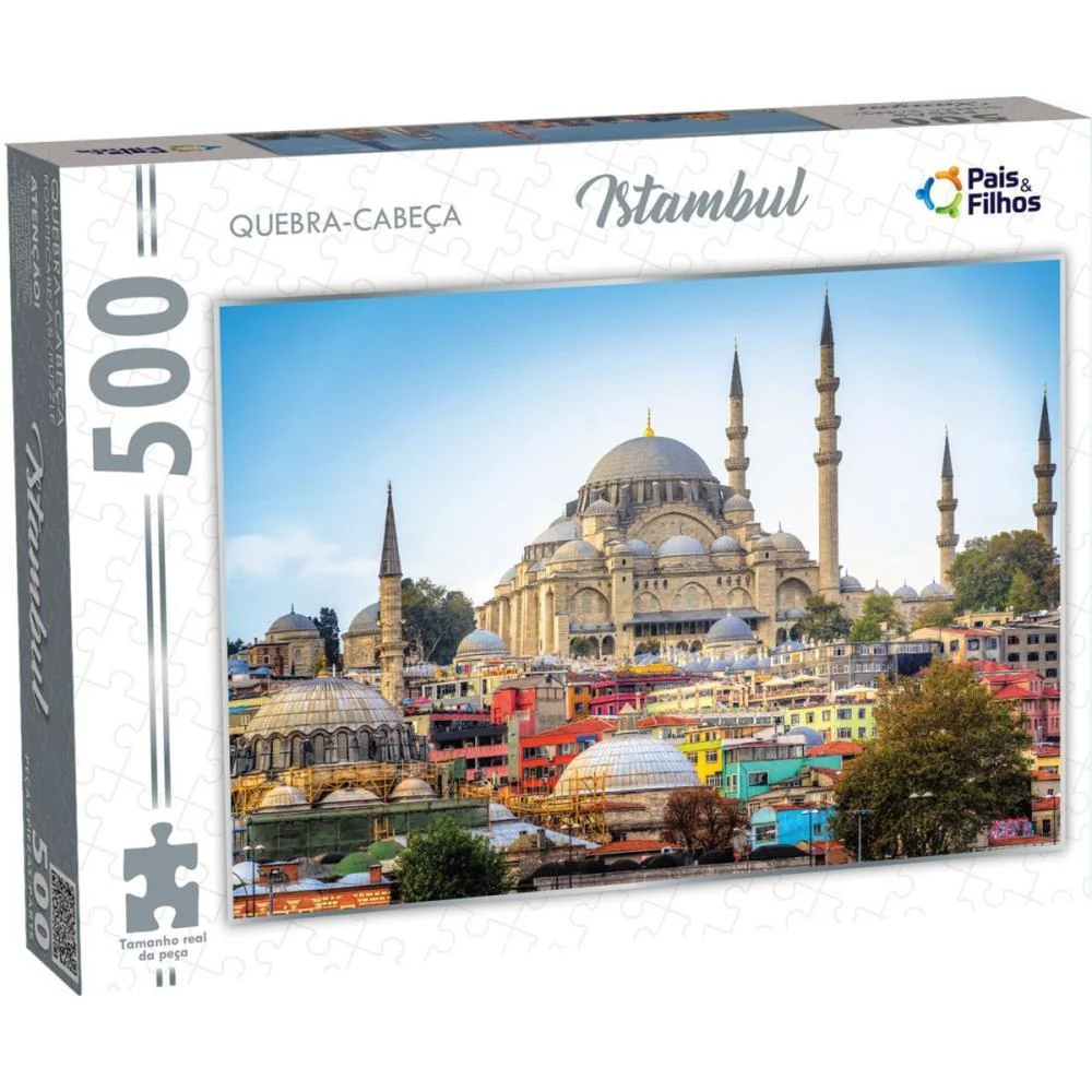 Quebra-Cabeca Cartonado Istambul 500 Pecas Pais E Filhos - imagem 4