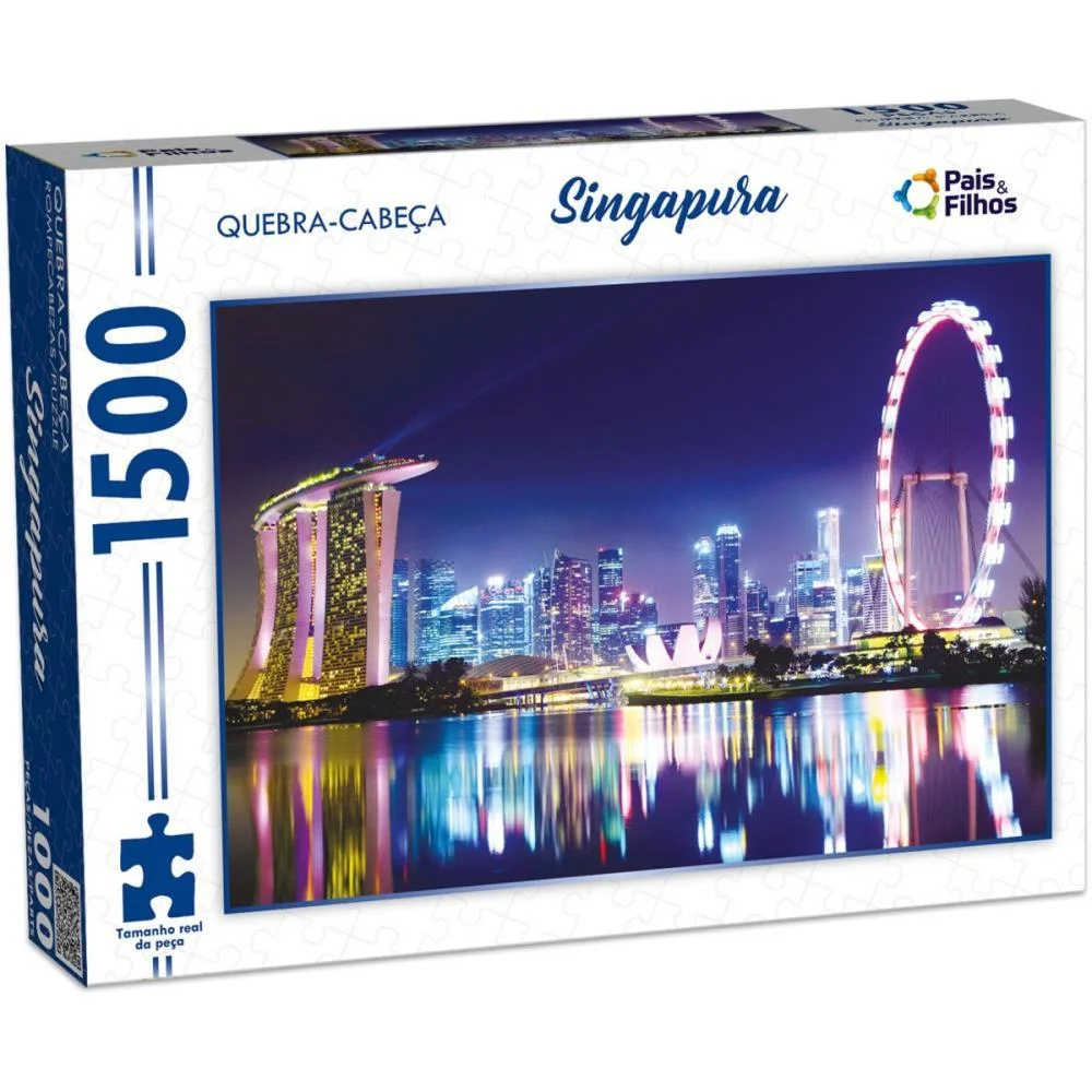 Quebra-Cabeca Cartonado Singapura 1500 Pecas Pais E Filhos - imagem 4