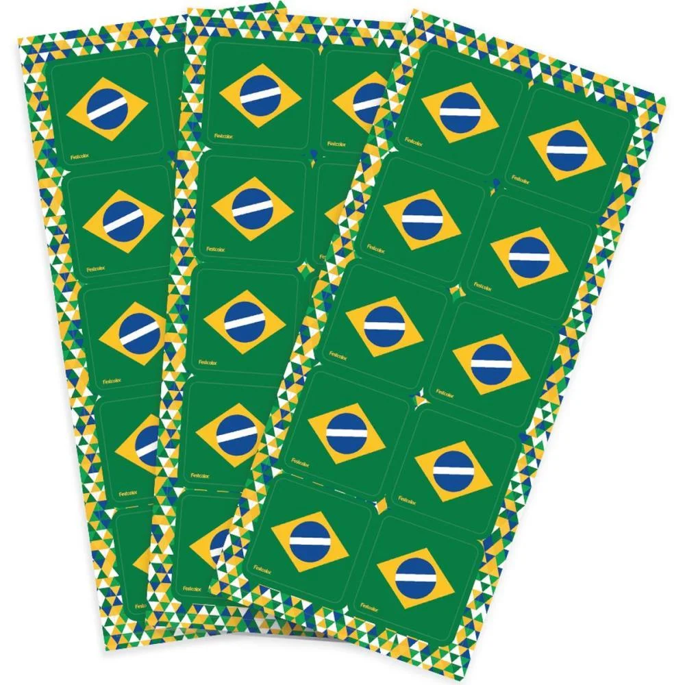 Copa Do Mundo Adesivos Brasil Quadrado Festcolor (Pct.c/30) - imagem 3