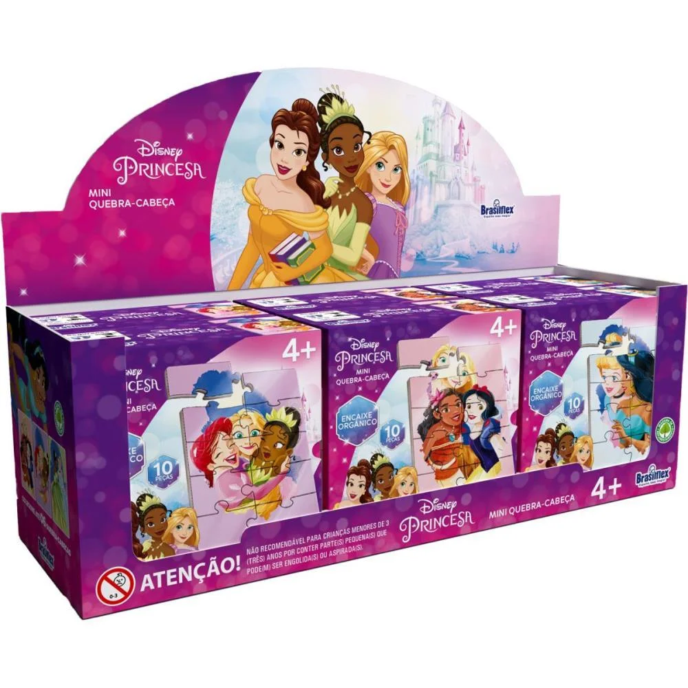 Quebra-Cabeca Madeira Princesas Mini 10 Pecas Brasilflex C/ 6 Unidades - imagem 3