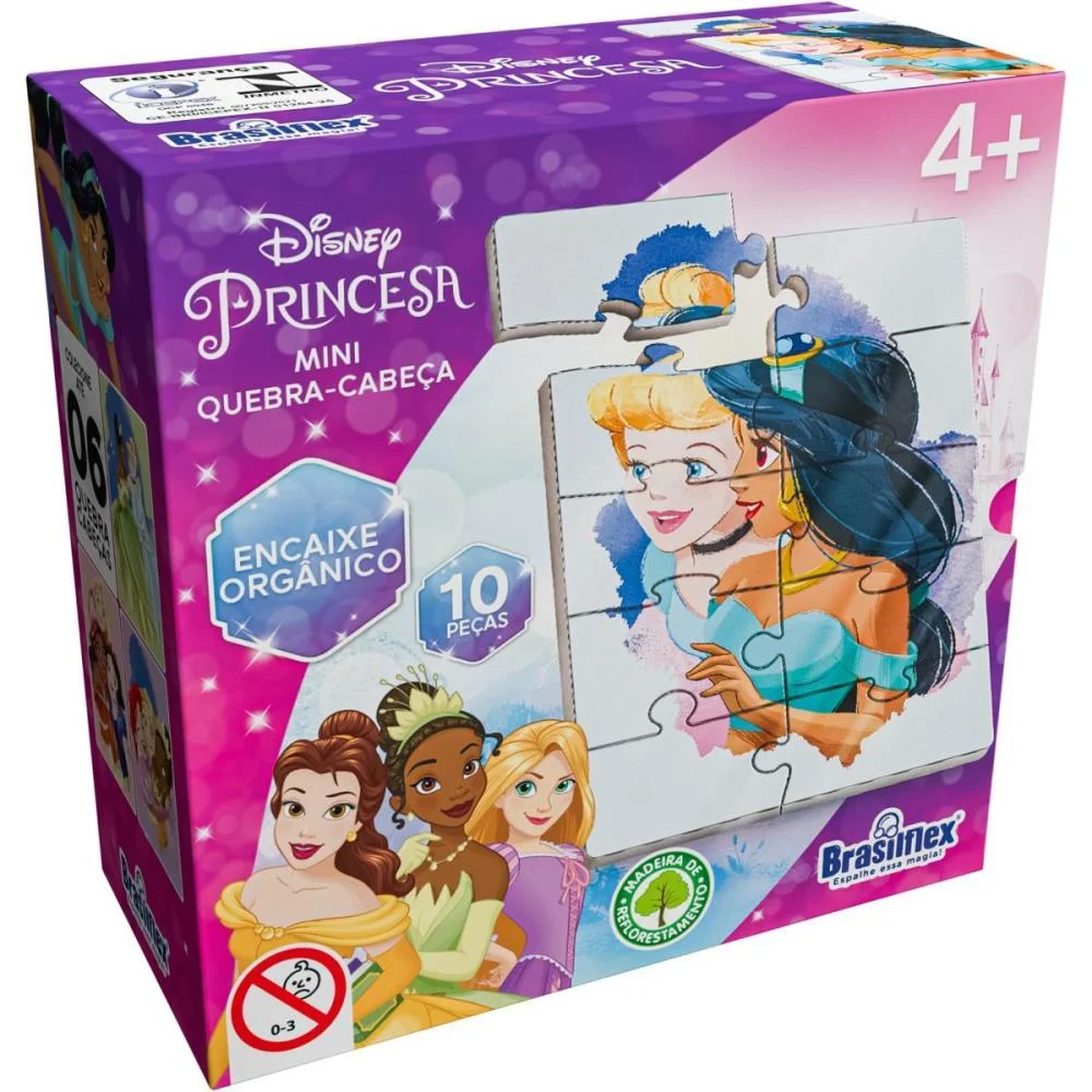 Quebra-Cabeca Madeira Princesas Mini 10 Pecas Brasilflex C/ 6 Unidades - imagem 4