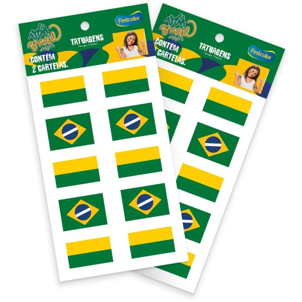 Copa Do Mundo Tatuagem Vai Brasil Festcolor (Pct.c/20) - imagem 2