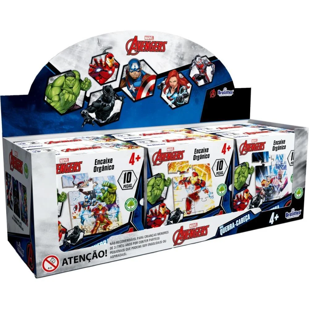 Quebra-Cabeca Madeira Avengers Mini 10 Pecas Brasilflex C/ 6 Unidades - imagem 2