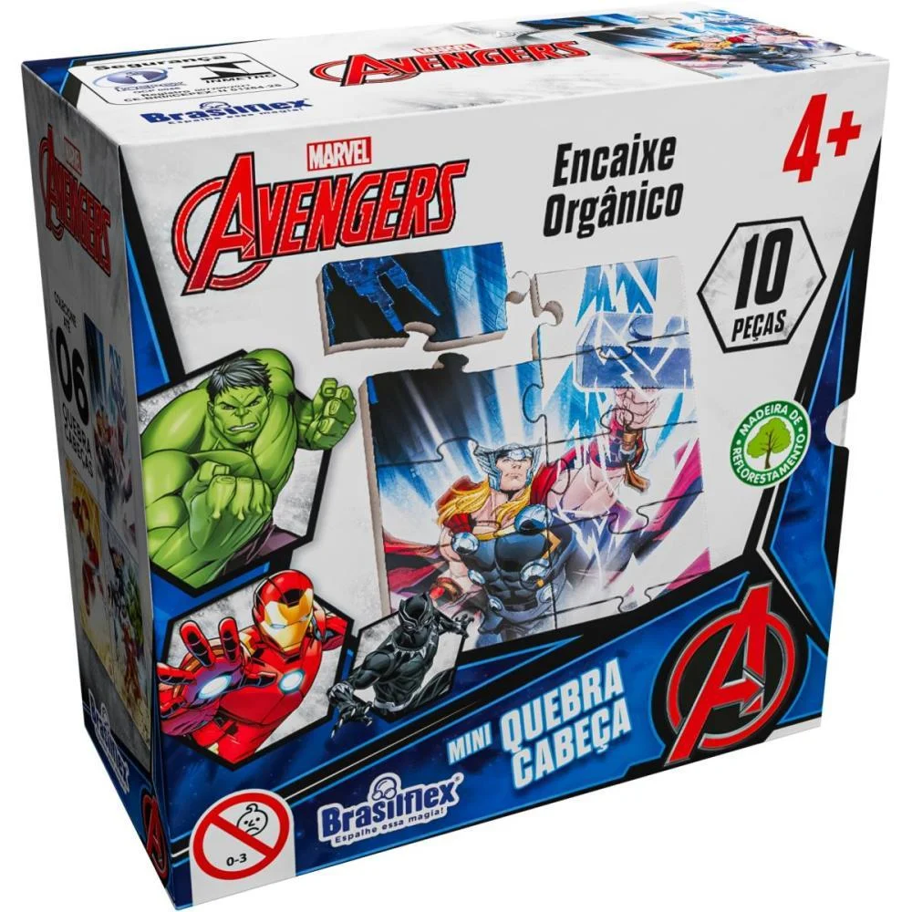 Quebra-Cabeca Madeira Avengers Mini 10 Pecas Brasilflex C/ 6 Unidades - imagem 4