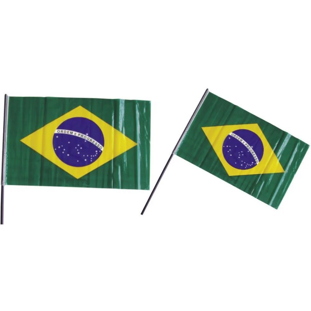 Copa Do Mundo Bandeira Brasil Hast.mao 30X47 Real Seda (Pct.c/06) - imagem 2