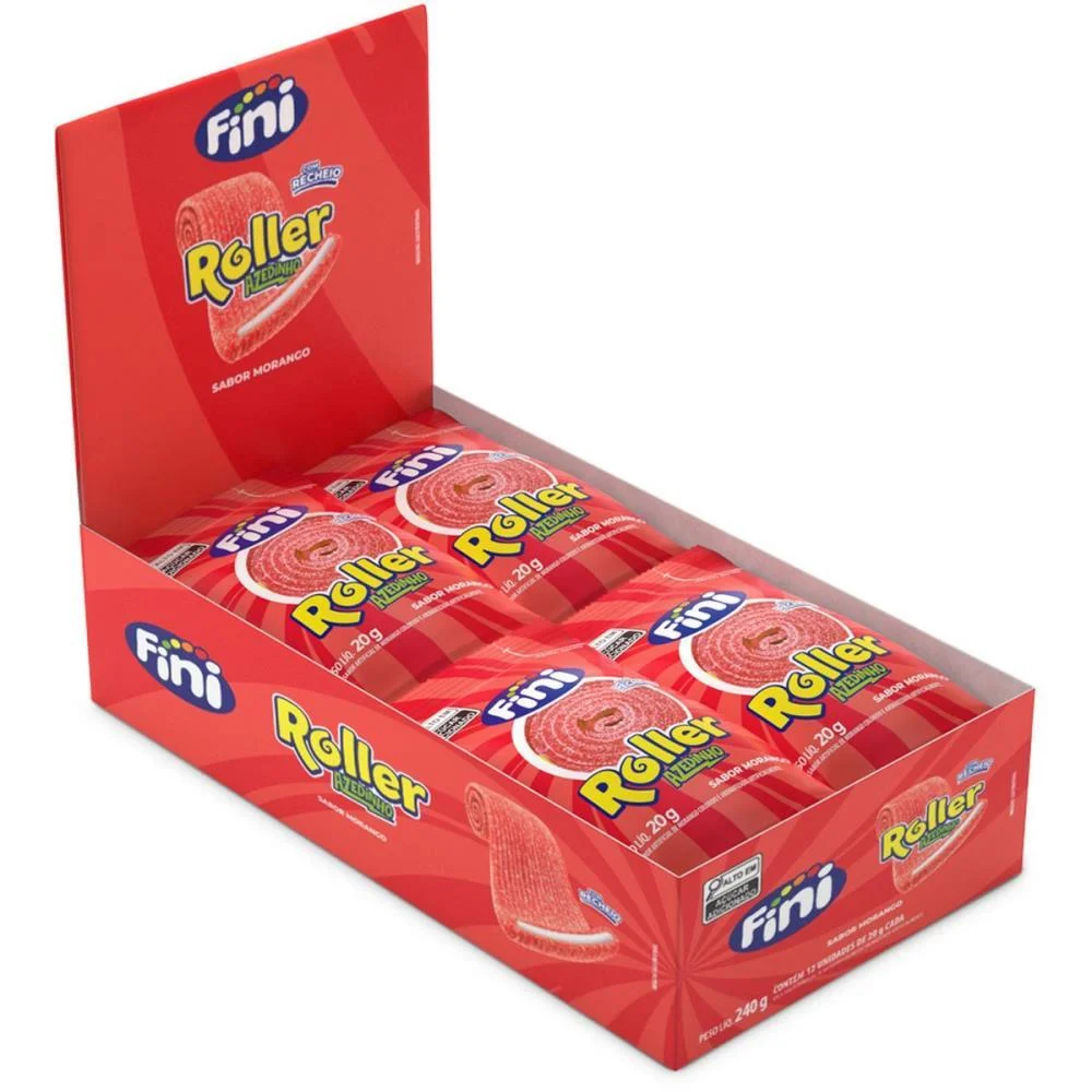 Doce Tiras Roller Morango 20G Fini C/ 12 Unidades - imagem 3