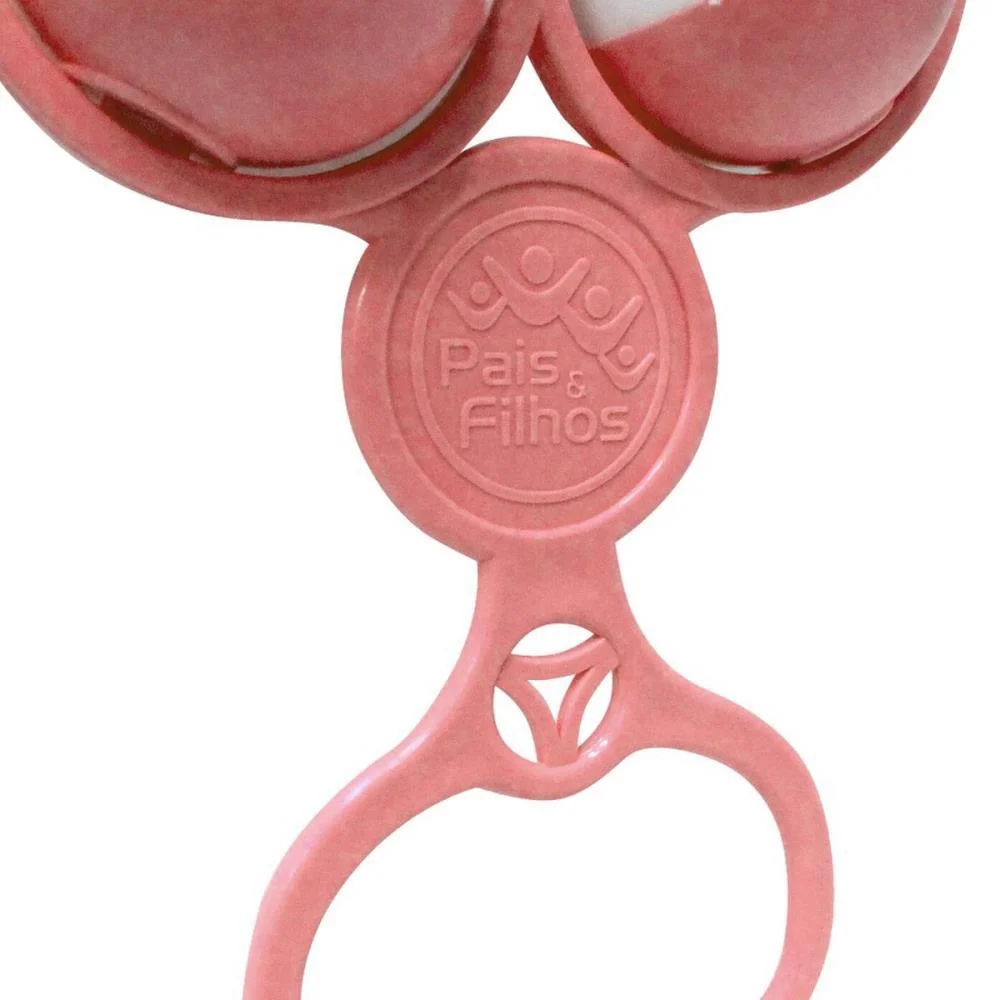 Mordedor E Chocalho Chocalho Bolas Rosa Solapa Pais E Filhos - imagem 8