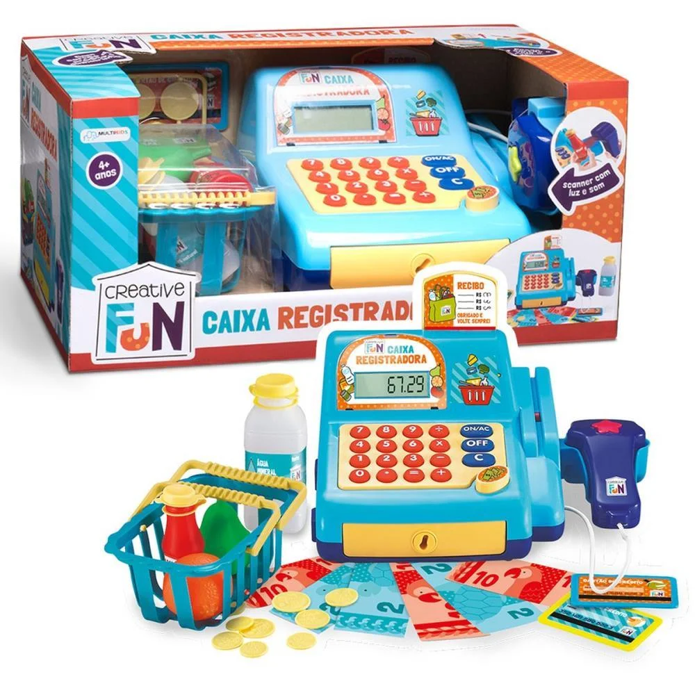 Brincando De Profissoes Caixa Registradora Azul Multikids - imagem 3