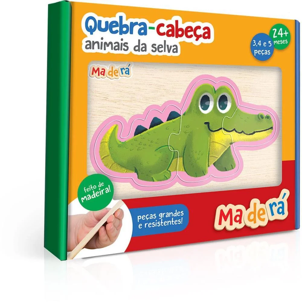 Quebra-Cabeca Madeira Animais Da Selva 3/4 E 5 Pecas Toyster - imagem 3