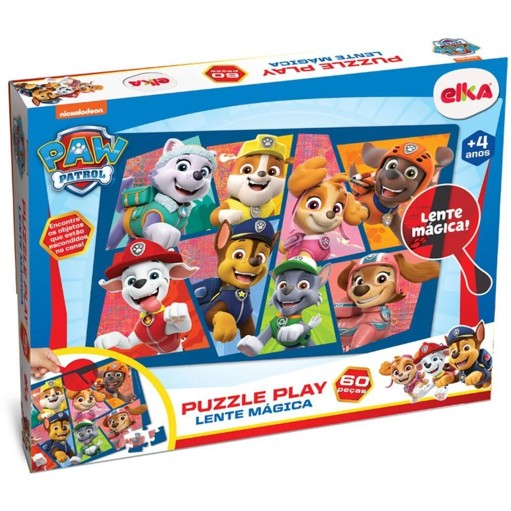 Quebra-Cabeca Cartonado Patrulha Canina 60P Lente Magi Elka - imagem 3