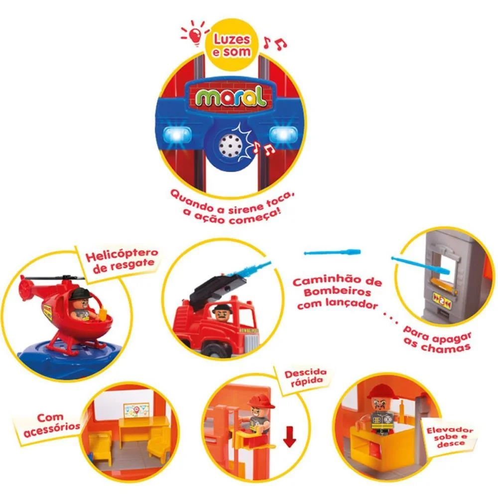Cenario Tematico (Playset) Fire Station C/Luz/Som 23Pcs Maral - imagem 4