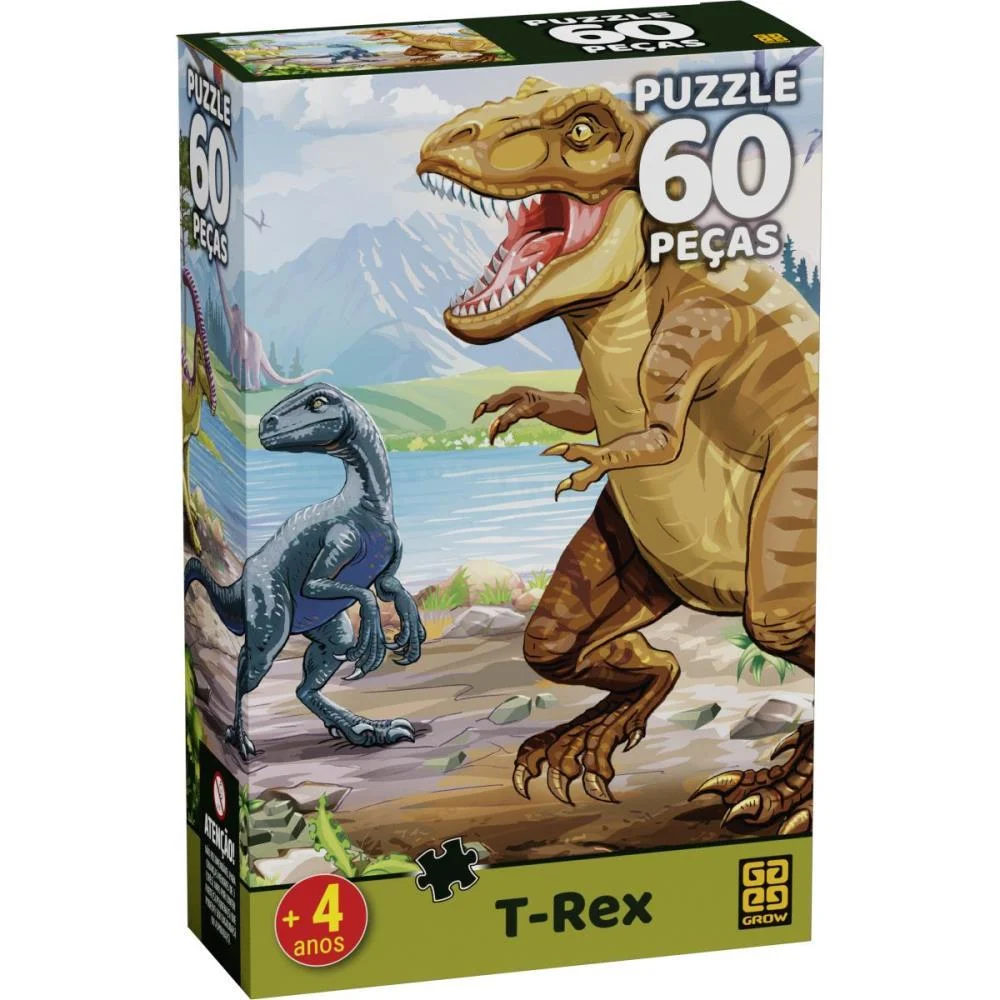 Quebra-Cabeca Cartonado T-Rex 60 Pecas Grow - imagem 3