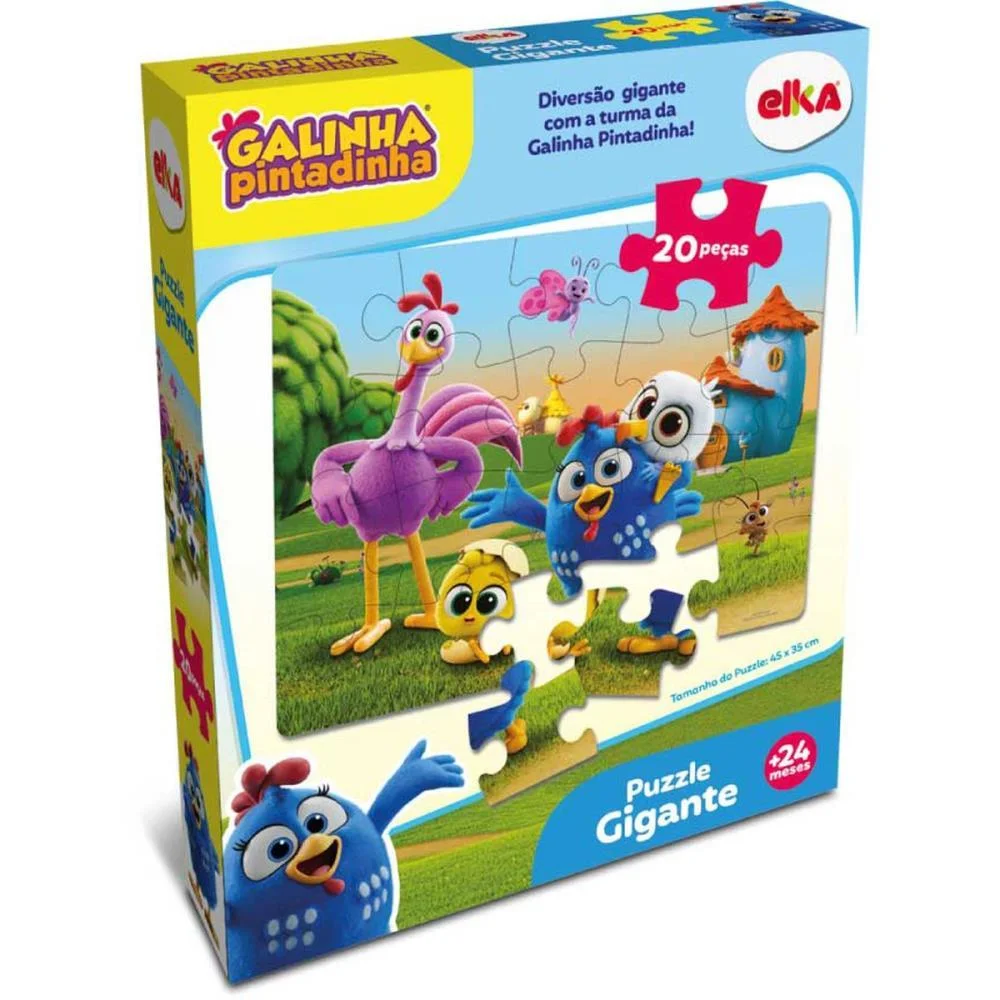 Quebra-Cabeca Cartonado Galinha Pintadinha Gigante 20P Elka - imagem 5