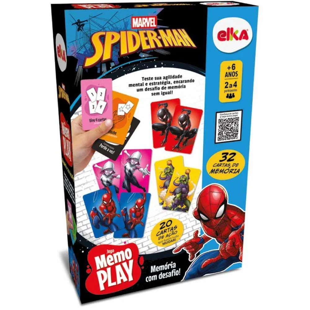 Jogo Da Memoria Spider-Man Memo Play 52 Cartas Elka - imagem 5
