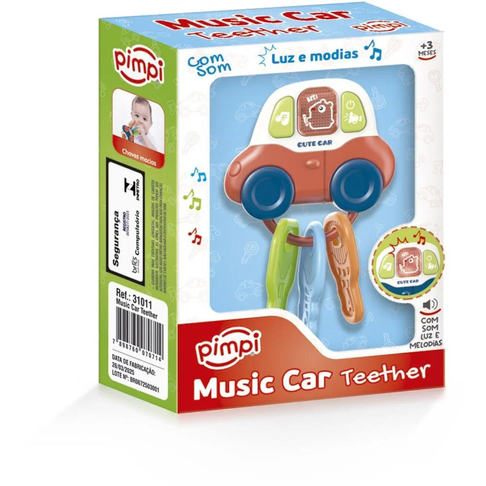 Brinquedo Para Bebe Music Car C/Luz/Som/Mordedor Maral - imagem 4