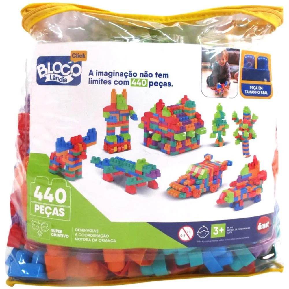 Brinquedo Para Montar Sacola Construcao Click 440Pcs Dismat - imagem 5