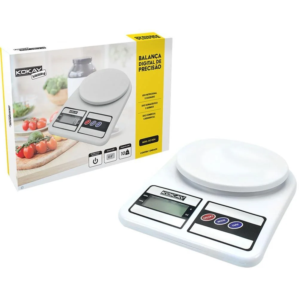 Balanca De Cozinha Precisao Digital Ate 10Kg Bco Santana Centro - imagem 4