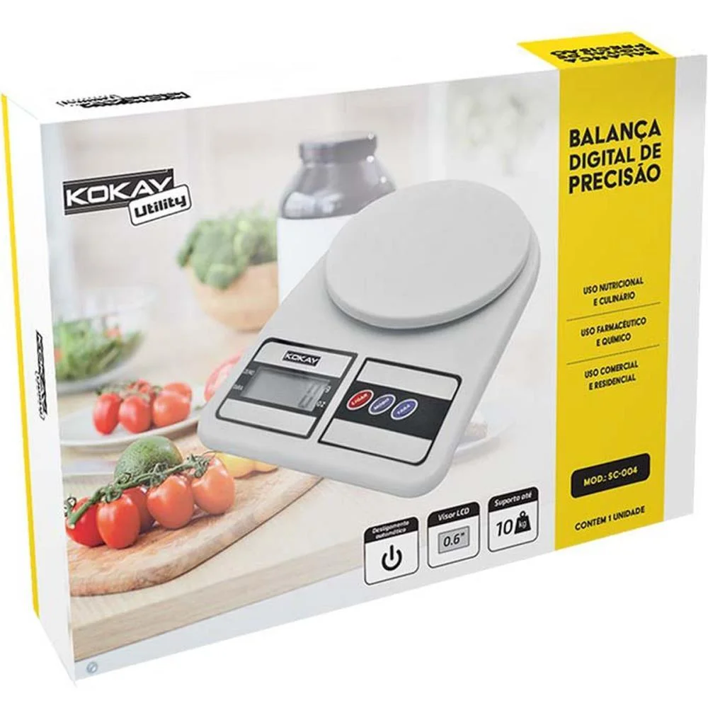 Balanca De Cozinha Precisao Digital Ate 10Kg Bco Santana Centro - imagem 5
