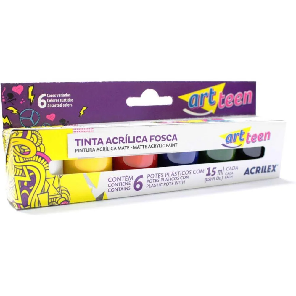 Tinta Acrilica Acrylic Colors 15Ml 6 Cores Acrilex (Pct.c/03) - imagem 3