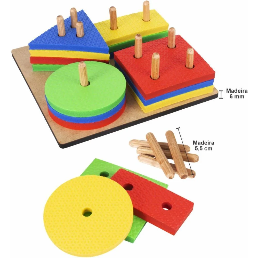 Brinquedo Pedagogico Madeira Prancha De Selecao 16Pcs Nig Brinquedos - imagem 6
