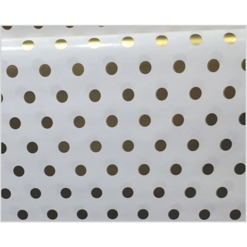 Papel Presente Bobina Couche 60Cm.mod.336 Bolinhas Ouro V.m.p. (Bo-100Mts) - imagem 3