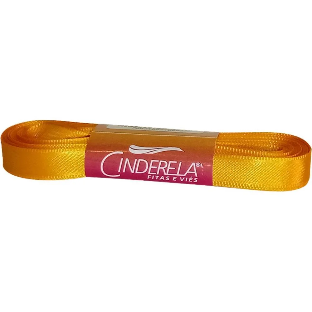 Fita De Cetim 10Mm 10M. Amarelo Ouro Cinderela - imagem 2
