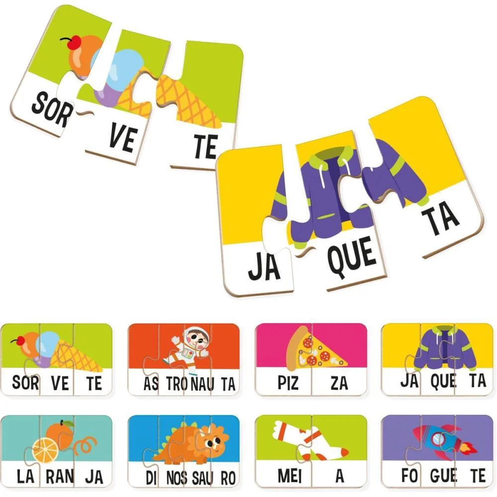 Quebra-Cabeca Madeira Brincando Com Silabas 24Pcs Brinc. De Crianca - imagem 4