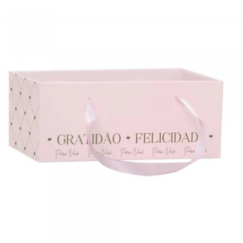 Cachepot Paper Decorado Essencia Rosa Retang C/Alca 24 Xingo Embalagens (Pct.c/05) - imagem 2