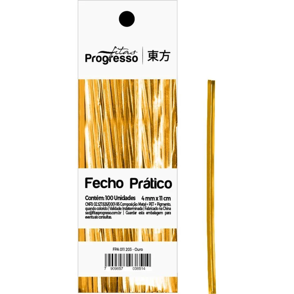 Fecho Metalico Pink 4Mmx11Cm Fitas Progresso C/ 100 Unidades - imagem 2