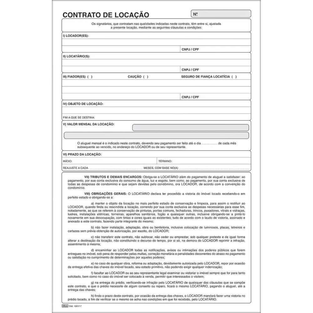 Impresso Talao Contrato De Locacao 100Fls. Tilibra (Pct.c/05) - imagem 2