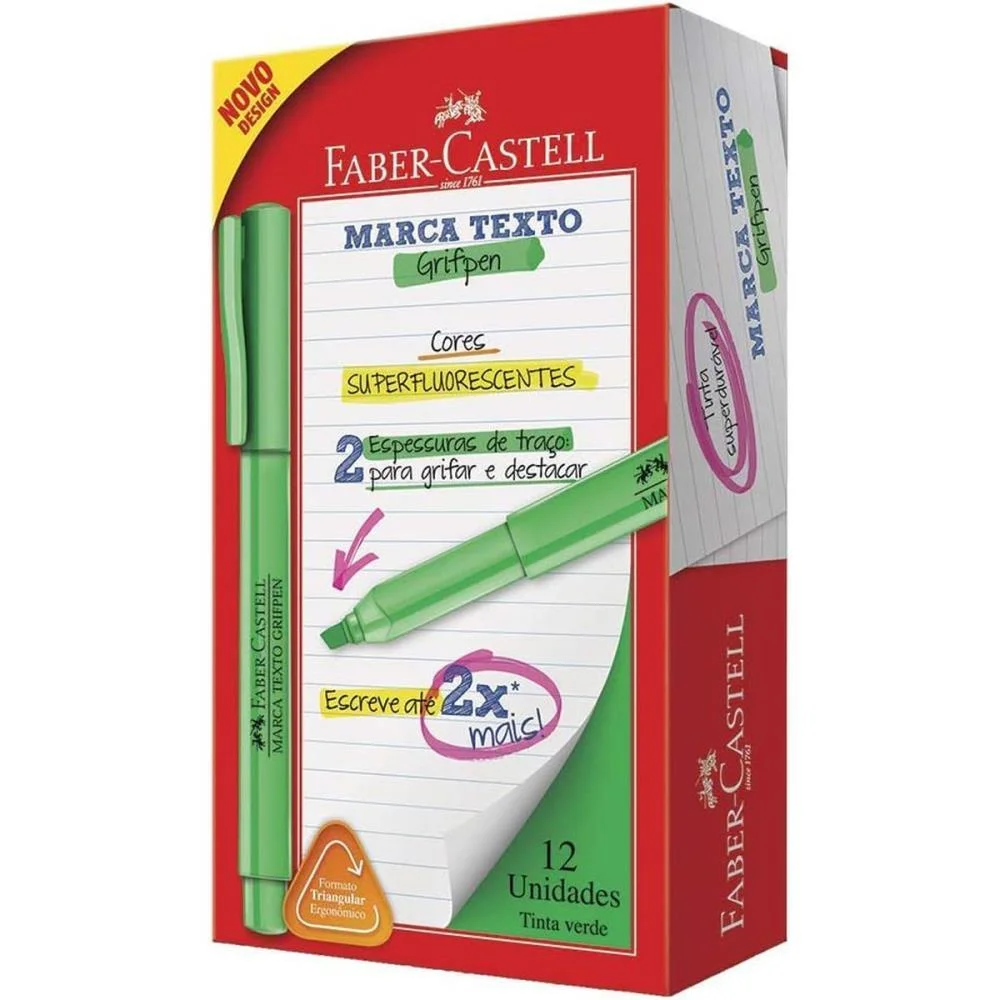 Caneta Marca Texto Grifpen Verde Faber-Castell (Cx.c/12) - imagem 3