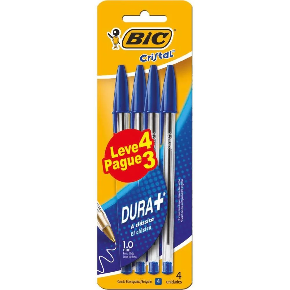 Caneta Esferografica Cristal Azul Leve 4 Pague 3 Bic (Bl.c/04) - imagem 2