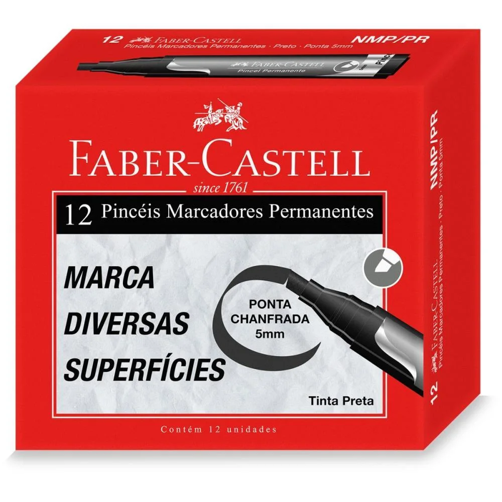 Pincel Marcador Permanente Preto Faber-Castell (Cx.c/12) - imagem 2