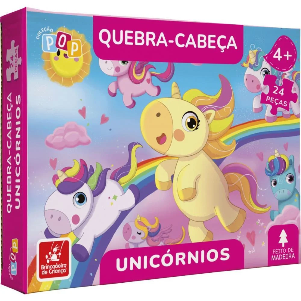 Quebra-Cabeca Madeira Unicornios 24Pcs Brinc. De Crianca - imagem 3