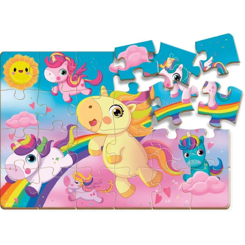 Quebra-Cabeca Madeira Unicornios 24Pcs Brinc. De Crianca - imagem 4