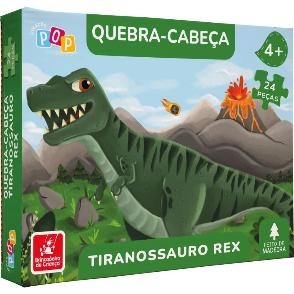 Quebra-Cabeca Madeira Tiranossauro Rex 24Pcs Brinc. De Crianca - imagem 2
