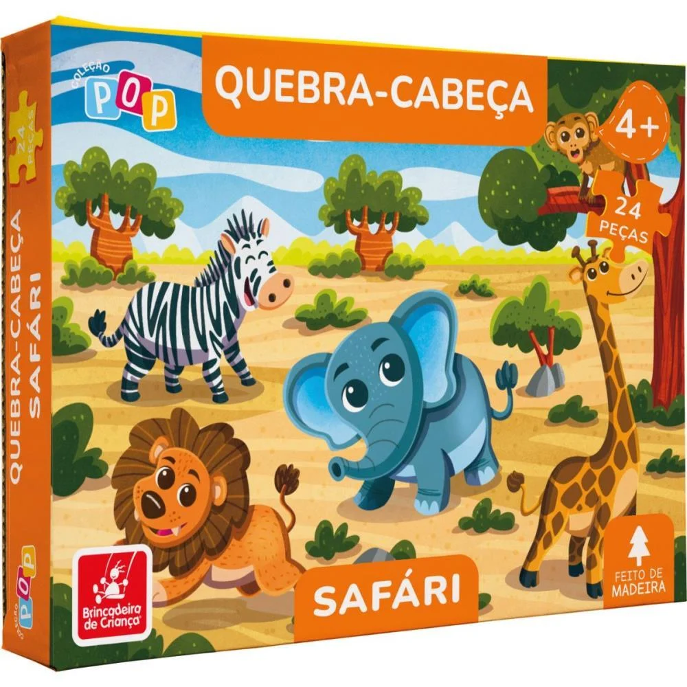Quebra-Cabeca Madeira Safari 24Pcs Brinc. De Crianca - imagem 3