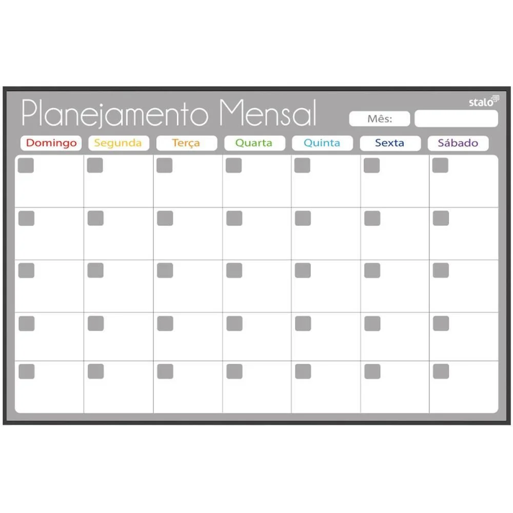 Quadro Planner Mensal Gray Fit 090X060Cm Stalo (Pct.c/02) - imagem 2