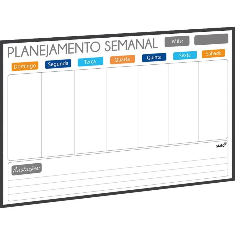 Quadro Planner Semanal Light Fit 090X060Cm Stalo (Pct.c/02) - imagem 4