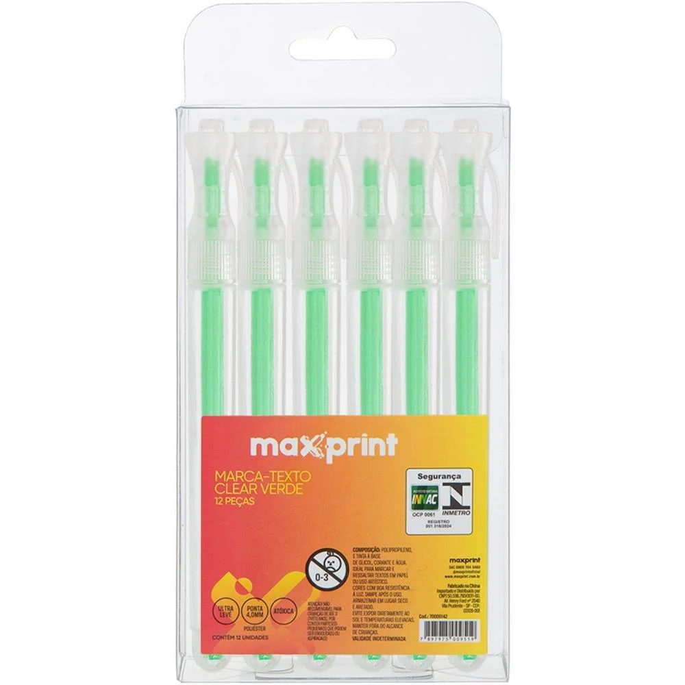 Caneta Marca Texto Clear Verde Maxprint (Cx.c/12) - imagem 5
